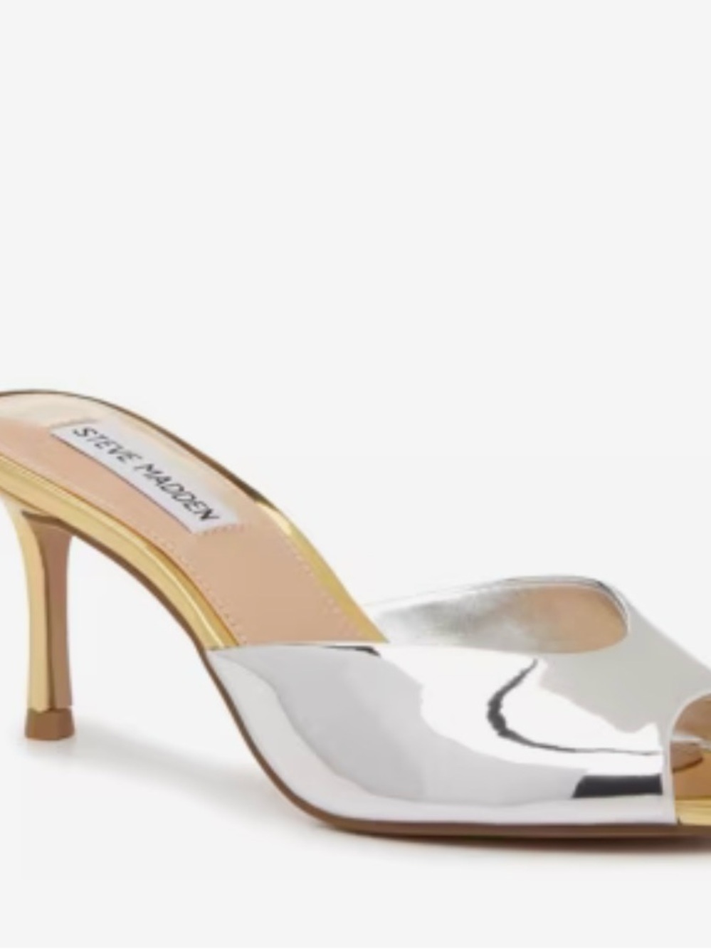 Steve Madden Silver and Gold Peep-Toe Mules - Picture 3 of 5